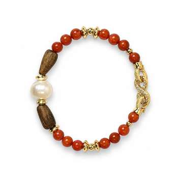 Nanhong agate, Hainan qinan agarwood and pearl bracelet