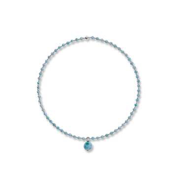Natural larimar necklace with 925 silver and zircon pendant