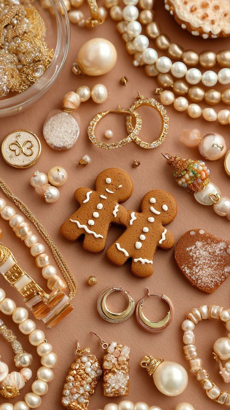 Festlicher Perlenschmuck mit Lebkuchenfiguren