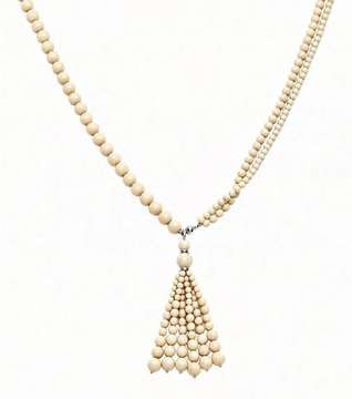 Natural white fossil stone convertible necklace with silver-tone magnetic clasp