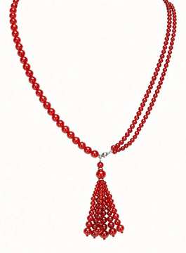 Convertible red agate beaded necklace with silver-tone magnetic clasp