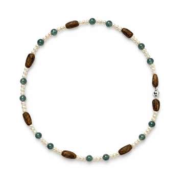 45 cm Hainan qinan agarwood and blue-water jade necklace