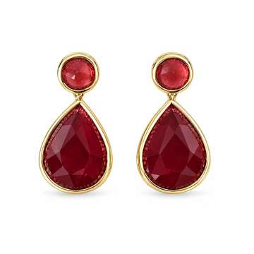 Red agate earrings with gold-tone settings