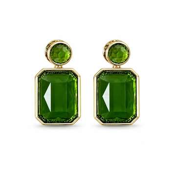 Green zircon earrings with coloured zircon accents
