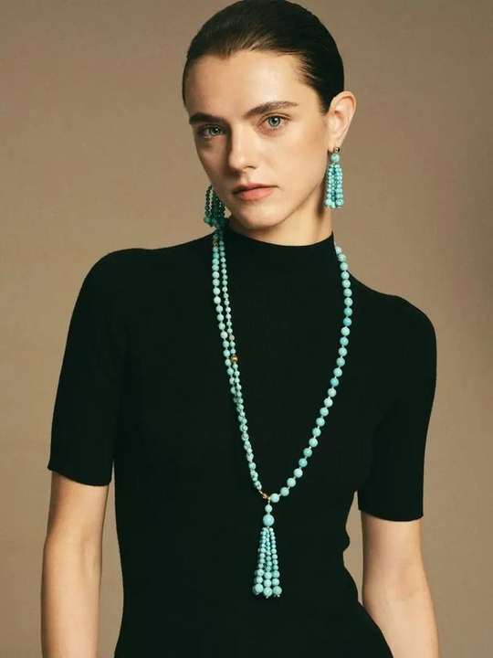 Natural turquoise necklace in a long silhouette