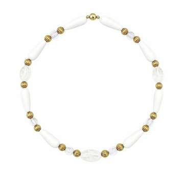 White agate teardrop choker with gold-tone details